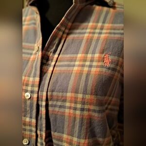 Polo by Ralph Lauren womans Casual Plaid Shirt - Blue and Pink